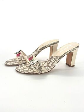 Vintage Dior John Galliano 2005 Diorissimo Lock and Key Monogram Mules 39.5